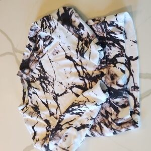 Zella Marble-Print Pullover Sweatshirt in White and Black